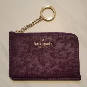 NWT Kate Spade Medium Lzip Darcy Keychain Cardholder Plum